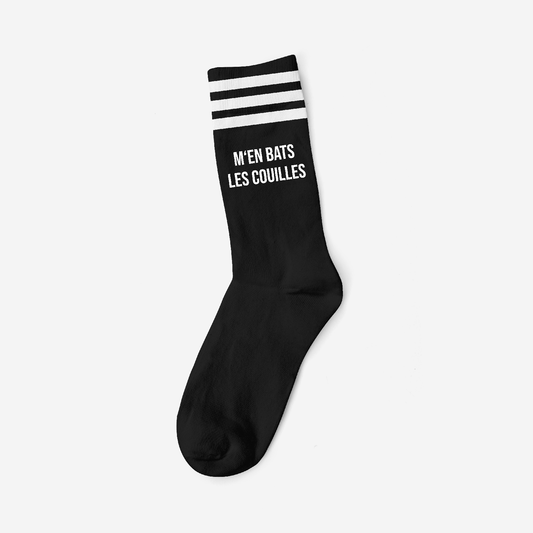 M'EN BATS LES COUILLES WHITE - BLACK SOCKS