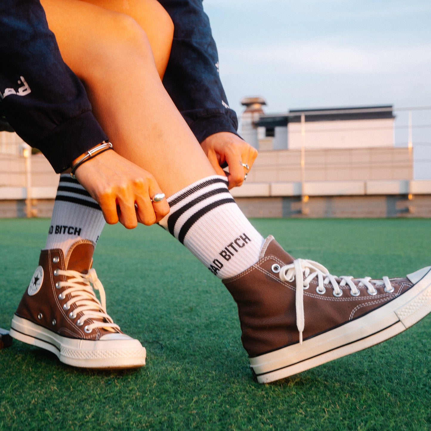 BAD BITCH BLACK - WHITE SOCKS