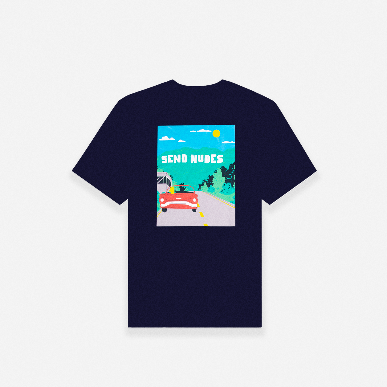 SEND NUDES HILLS T-SHIRT - NAVY