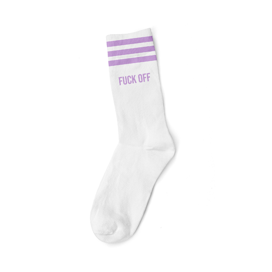 FUCK OFF LILA - WHITE SOCKS