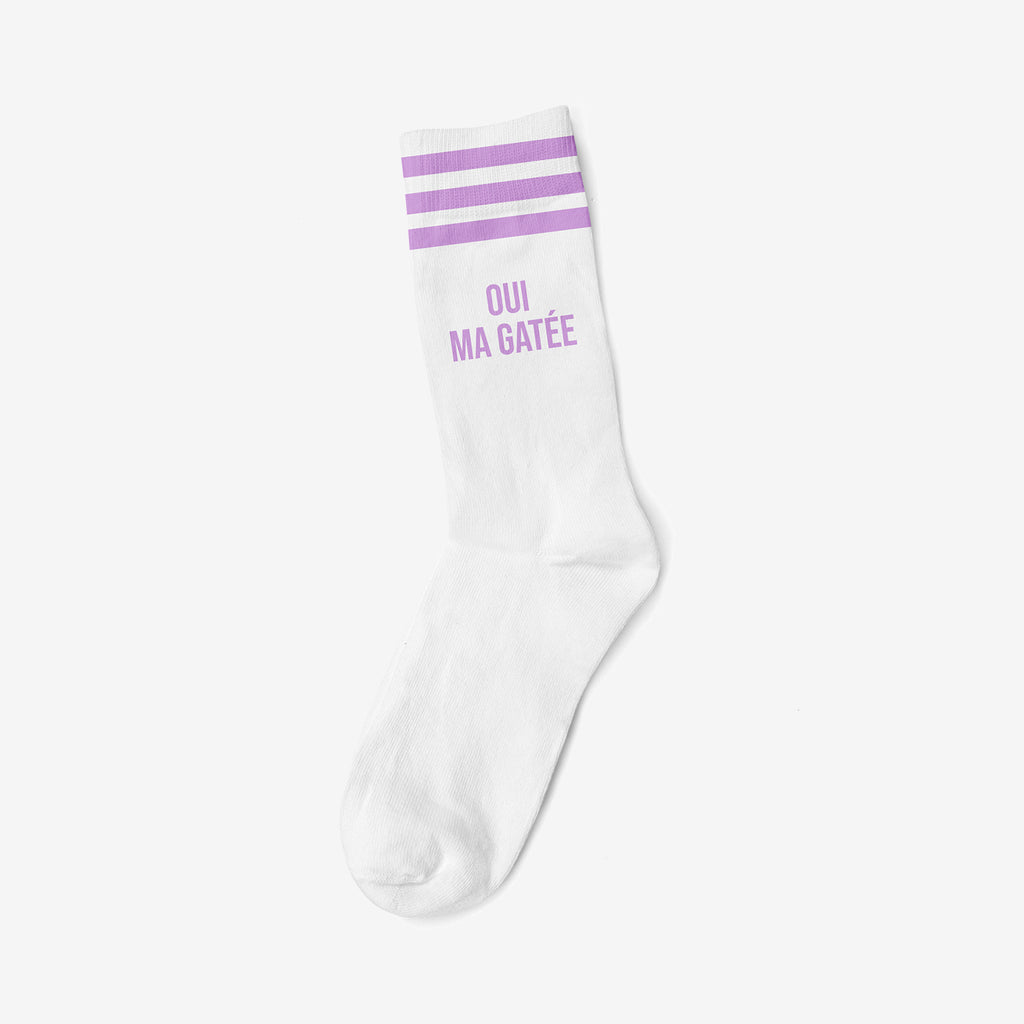 OUI MA GATEE LILA - WHITE SOCKS