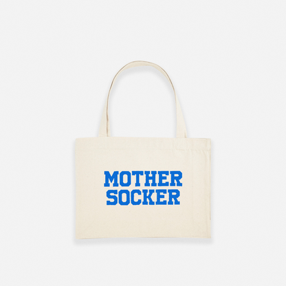 SHOPPING BAG MOTHER SOCKER / SEND MEMES BLUE - NATURAL