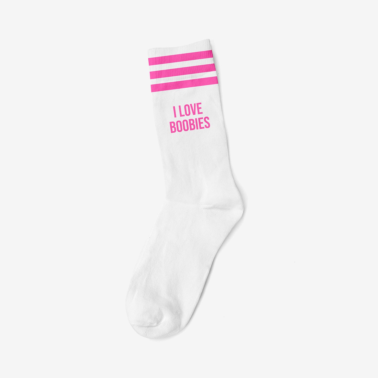 I LOVE BOOBIES PINK - WHITE SOCKS