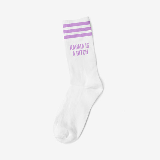 KARMA IS A BITCH LILA - WHITE SOCKS