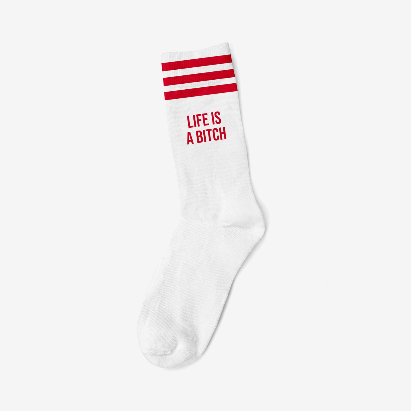 LIFE IS A BITCH RED - WHITE SOCKS
