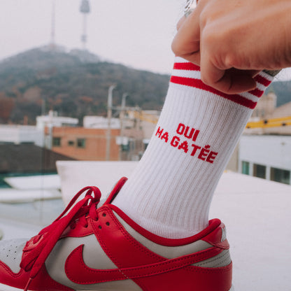 OUI MA GATEE RED - WHITE SOCKS